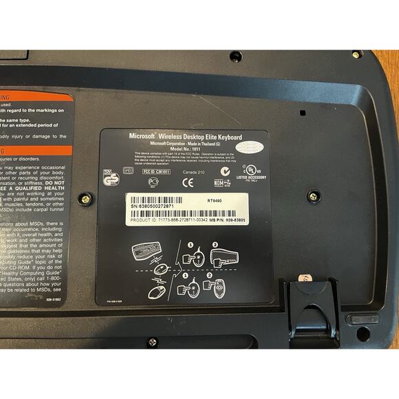 Microsoft Wireless Desktop Elite Keyboard 1011 W/O Dongle Receiver In Black - Picture 3 of 6